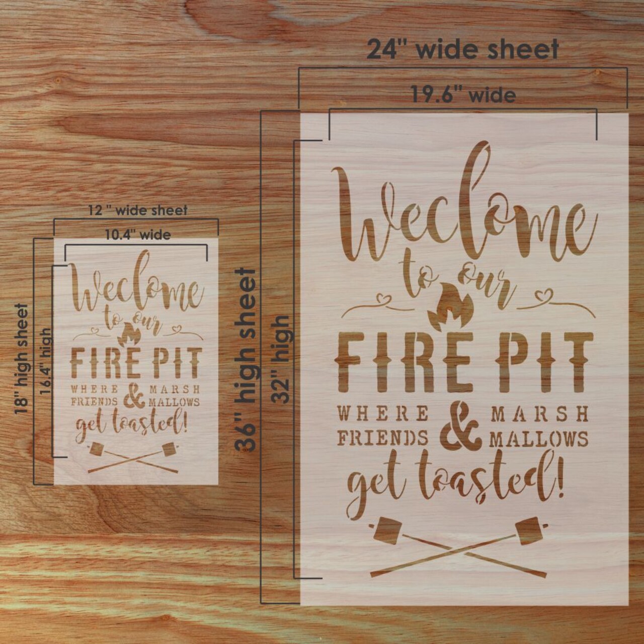 Fire Pit Patio Sign Stencil | Chalkboard Stencil | Wall Art Stencil | Concrete Stencil | Designer Stencils |